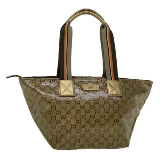 🌟 Authentic Gucci GG Crystal Canvas Sherry Line Zip Tote Bag w/Patch added🌟 - Picture 1 of 11